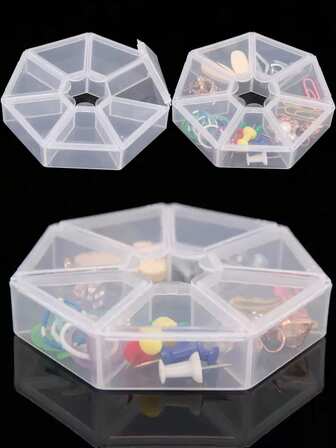 1/5pcs Clear Plastic Storage Boxes For Beads, Seven Storage Compartments-Separate Lid,Craft Supplies, And Tools - Durable, Stackable Organizer With Lid For Home And Workshop Organization, Craft Storage Solution|Stackable Organizer|Secure Closure Lid, Storage Boxes