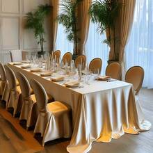 1 Piece Elegant Champagne Wedding Tablecloth - Luxurious Party Table Cover, Spill Resistant Easy Clean Surface, Durable Woven Fabric Ideal For Formal Occasions And Everyday Dining - Ideal For Home Or Takeaway Service, Wedding Decoration, High End Look - Champagne - View 8