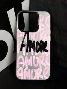 1pc INS English Amore Phone Case Compatible With Iphone 17 Air Pro Max 16 16 Pro Max 15 14 Plus 13 12 11 7 8 XR XS Max Shockproof Silicone Back Cover - Multicolor - View 3