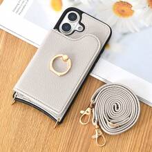 Phone Case With Detachable Strap, Wallet Style Protective Cover With Card Slots, Shock-Absorbing, Fashionable Crossbody Strap, Kickstand Function For Smart Phones Waterproof Anti-Fall Scratch Resistant Full Cover