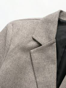 Old Money Slim Fit Textured Lapel Neck Long Sleeve Fashionable Versatile Suit Jacket - Light Brown - View 3