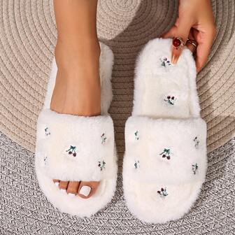 Nuevas pantuflas de felpa para mujer, pantuflas casuales de interior para otoño/invierno, pantuflas cálidas para mujer