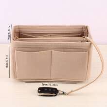 1pc Extra Large/Large/Medium/Small Multi-Functional High Capacity Felt Cloth Inner Lining Makeup Bag Felt Bag Removable Organizer Pouch Travel Accessories - Beige - View 16