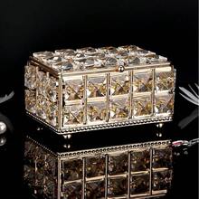 ELLDOO Crystal Jewelry Box Rectangle Trinket Organizer With Lid Earrings Rings Vintage Treasure Keepsake Box For Valentine Wedding Dresser Bedroom Decoration, Gold,Large,Gold - Gold - 查看 4