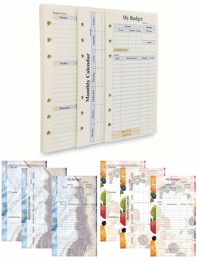 82pcs A6 Refill Paper, Thick Replaceable Paper, 6-Ring Binder Inserts, Suitable For 6-Ring Binders, Diaries, Notebooks. Also Includes 40/80pcs A6 Diary Inserts, Kraft Paper Material, Suitable For A6 Budget Binders And Planners. 82pcs Monthly/Weekly Planner Refill Paper, 6-Ring Budget Sheets, Can Be Used To Record Expenses, Perfectly Fits Filofax Binders. Fill In Your Budget Plan And Actual Spending, Record Schedules And To-Do Lists.