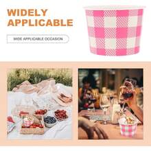 Vasos Desechables para Postre de Papel 16oz Tazones para Helado y Pudín 10 Piezas Diseño de Cuadros Rosas Ideales para Fiestas Picnic y Cumpleaños - 1 - Ver 2