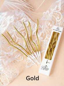 1 Box Metal Spiral Cake Candles, Long Curly Candles With Candle Holders, Suitable For Birthday, Wedding, Party (Gold/Silver) - Multicolor - View 8