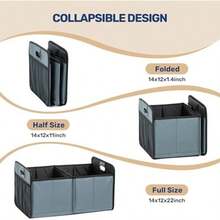 YSSOA Organizador de maletero de coche con múltiples compartimentos, 600D, antideslizante, impermeable, de poliéster Oxford, con correa ajustable, 15 pulgadas de profundidad x 32 pulgadas de ancho x(2 Compart Antideslizante y a prueba de fugas, gris-verde) - Multicolor - Ver 5