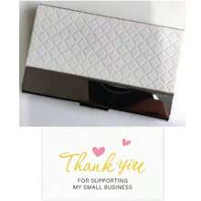 Stainless Steel & PU Leather High-End Blue & White Porcelain Embossed Diamond Business Card Holder