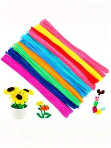 400/100支装DIY毛根条散装，毛绒条超值装，彩色毛根条散装，毛根条工艺品，毛绒金属丝棒蓬松艺术用品，毛根条工艺品艺术和工艺装饰毛绒条用品 - 彩色 - 查看 10