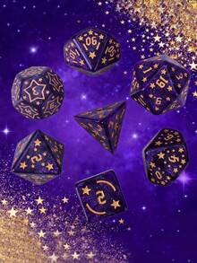 Star Dice And Plastic Bag Packaging Set Acrylic Material Polygonal Dice Suitable 7-Piece Set For Entertainment Tabletop Games - Purple - View 5
