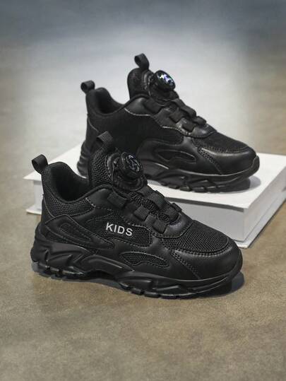 Kids' Rotary Buckle Low-Top Sneakers, Back-To-School Outdoor Versatile Easy On/Off Slip-On Student Casual Shoes, Plus Size Unisex Kids' Running Shoes