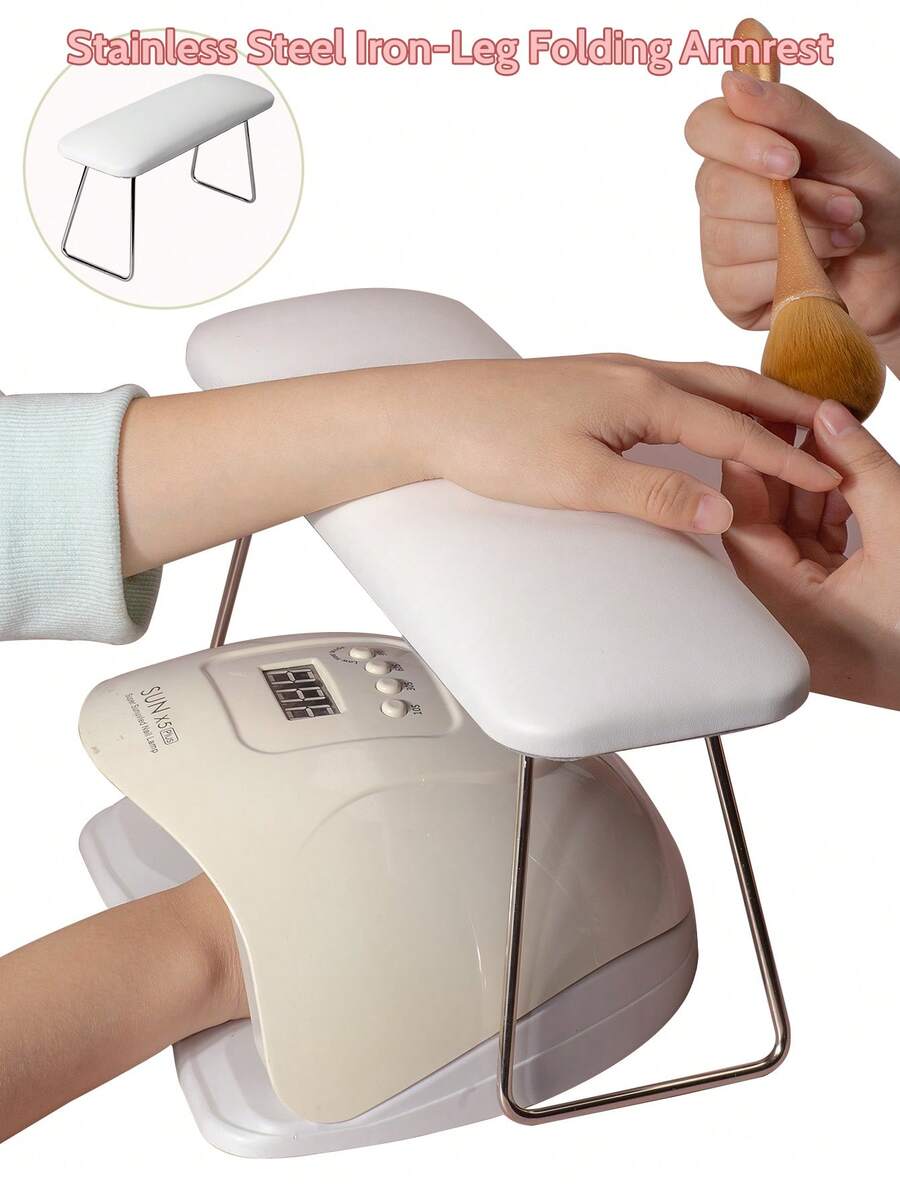 1 miếng kê tay làm móng bằng PU đàn hồi cao, có thể gập lại, tương thích với đệm đèn gel, thiết kế chống thấm nước và bụi bẩn, thích hợp để làm móng