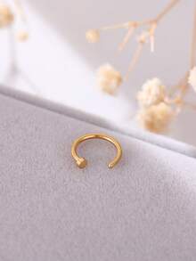Nooxian 1pc Stainless Steel Fake Nose Ring C-Shaped Nose Stud Piercing Jewelry, Nail Design Nose Ring For Men & Women - Yellow Gold - View 5