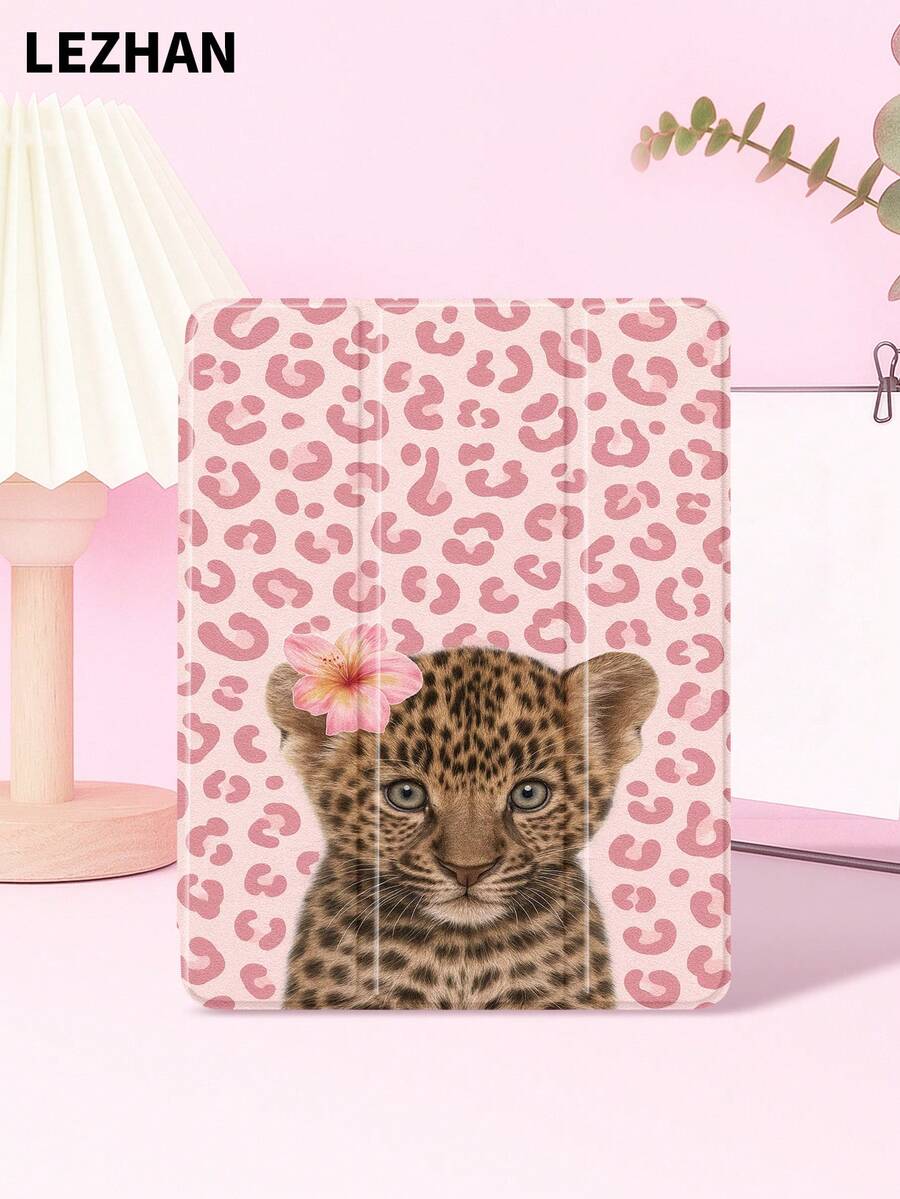 1 件粉色波点豹纹小猫图案平板电脑保护套,兼容 iPad 10.2 英寸、iPad Pro 11 英寸(2021/2020/第十代)、iPad Mini 4/5/6、iPad (A16) 11 英寸(第十一代,2025 年)、Galaxy Tab A8 10.5 英寸(2022 年)、Matepad 10.4 英寸/Tab,带笔槽,防摔,平板电脑支架保护套 - 彩色 - 查看 1