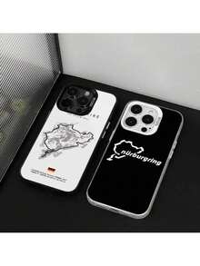 1PC Luxury Nurburgring Sport Racing Phone Case IMD color silver shell Covercompatible with  16 15 14 13 12 11 Pro Max Plus Anti Fall  Hard, Cover compatible with  17 pro hülle,  17 pro max hülle,  17 hülle,  16 pro hülle - z9 - Übersicht 5