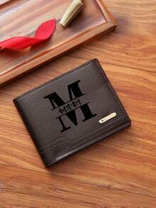 Cartera plegable personalizada con letra, cartera de moda sencilla, cartera con nombre, personalizada, única, regalo personalizado para él, Día del Padre, Acción de Gracias, regalo del Día de San Valentín para hombres, cartera mini, cartera, cartera de hombre, cartera de cuero, cartera pequeña