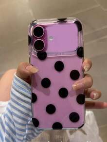 Ốp điện thoại thời trang chấm bi đen tối giản dễ thương, tương thích với các dòng 12/13/14/15/16/17 Pro Max/14/15/16 Plus/17 Air/17 Pro/11. Thiết kế phối màu tương phản thời trang, khung đen chống sốc. Món quà lý tưởng cho bạn bè hoặc phụ nữ, quà tặng mùa xuân. - Chấm bi đen trong suốt - Xem 4