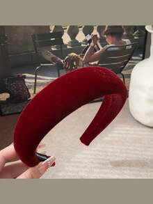 1件装时尚天鹅绒宽檐发箍，2025新款秋冬复古优雅发饰 - 彩色 - 查看 15