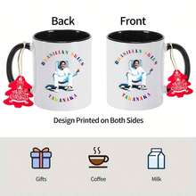 Takarugi Yaji Brazilian Sky Ceramic Mug - 11 Oz/350 Ml Reusable Coffee Mug With Brazilian Sky And Takarugi Yaji Character Design, Hand-Painted Appearance, Non-Slip Round Beverage Cup, Suitable For Tea/Cocoa, Perfect Birthday/Christmas/Holiday Gift - 粉色 - 查看 3