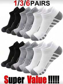 24pcs/Set Men's High-Quality Low Cut Round Neck Ankle Socks, Mesh Breathable Versatile Casual Boat Socks