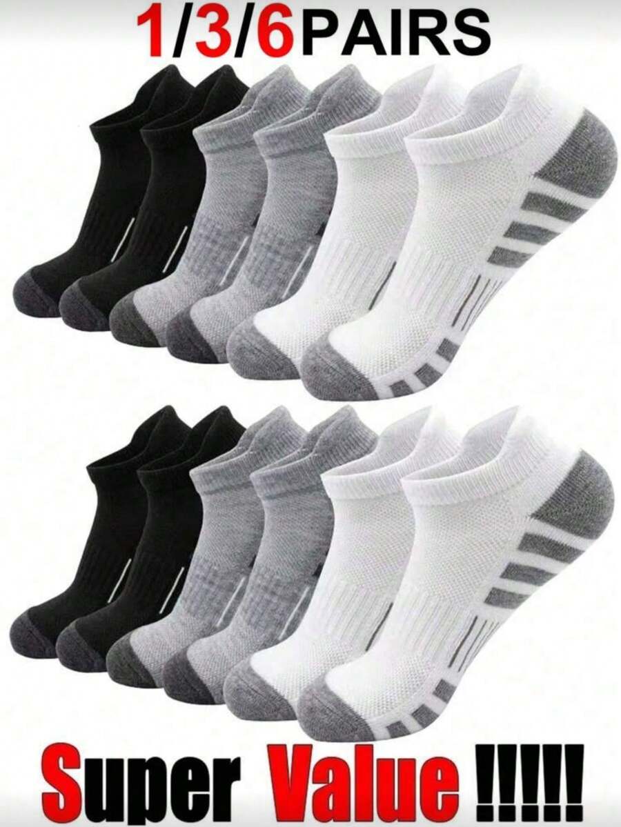 24pcs/Set Men's High-Quality Low Cut Round Neck Ankle Socks, Mesh Breathable Versatile Casual Boat Socks