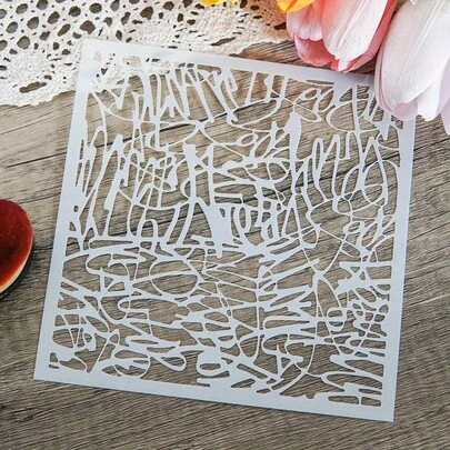 Reusable Plastic Template With Abstract Messy Line Pattern, Suitable For Wall Painting, Scrapbooking And Embossing - Creative Paper Craft And Decor, Durable Plastic Handmade Template