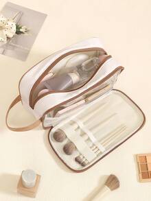 1件/3件套可爱小熊化妆包套装，刺绣小熊化妆包系列，便携式旅行洗漱包，大容量护肤包，甜美风格化妆包，适合女孩、青少年和女性，完美的生日礼物、圣诞礼物、友谊礼物、返校用品、宿舍必备、送给闺蜜的美容包套装 - 白色 - 查看 8