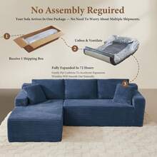 96" Sectional Couches For Living Room Fluffy Cloud Couch Sofa With Deep Seat Upholstered Boneless Couchs Modern Modular Sectional Couch With Chaise - 藍色 - 查看 7