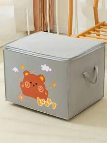 1pc Cartoon Print Thick & Wide Storage Bag For Clothes, Bedding, Student Dorm Moving Bag, Large Capacity Wardrobe Organizer Box,Bedroom Room Decor,Back To School - Multicolor - View 8