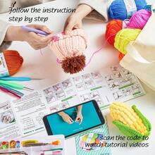 113 Piece Crochet Kit With Yarn Setu2013 1600 Yards Assorted Yarn Knitting And Crochet, 73PCS Crochet Accessories Set Including Hooks, Knitting Needles More Beginner Kit - 鉤針編織套組 + 帆布包 - 查看 6