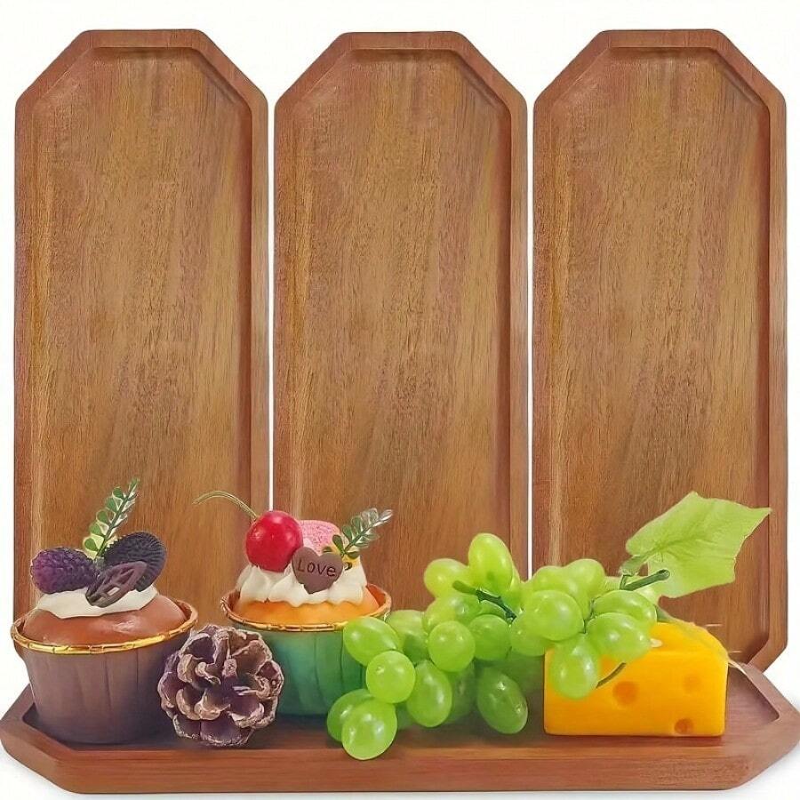 1/2/3pcs,Wooden Dining Plates, Suitable For Desserts, Food, Vegetables, Fruits, Cooked Food, Appetizers, Wooden Trays For , Cheese Plates - Perfect For Dinner Trays, Tea Trays, Bar Trays, Breakfast Trays Or Any Food Tray - Suitable For Parties, Family Gatherings, Outdoor Picnics And Other Scenes.