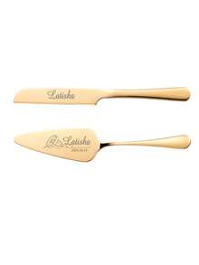 1pc/2pcs Custom Stainless Steel Cake Cutter Set, Wedding Cake Set, Suitable For Weddings, Birthdays, Anniversaries, Graduation Ceremonies, Bachelor Parties, Wedding Souvenirs, Multi-Functional,Anti-Mold,Ornamental,Exquisite,Stylish,High-Quality,Adorable,Modern,Custom,Unique,Personalized,