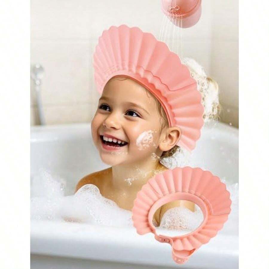 Gorro de ducha para bebé, gorro de ducha para niños, sombrero de visera para protección de ojos y oídos para niños de 0 a 9 años, bonita forma de corona que hace que el baño del bebé sea más divertido (amarillo)(ROSA ROSA) - Multicolor - Ver 1