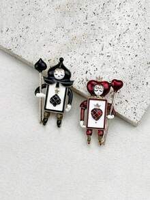 1 件创意可爱士兵形别针胸针，适合男士，心形和铲形，卡通娃娃包扣装饰配件情人节、妈妈、母亲、母亲节、礼物 - 卡通人偶胸針 - 查看 3