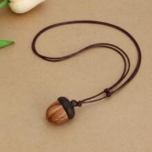 ZIRUISP 1 Miếng Quả tùng Hình dạng Bằng gỗ Vòng cổ mặt dây chuyền Với Sáp Cord , Hoàn hảo Đối với Mặc hàng ngày - dây sáp màu đen - Xem 13
