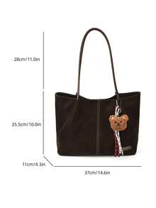1 unidade (37 cm x 25 cm x 11 cm) Bolsa feminina moderna, estilo tote, para usar no ombro ou na mão, com grande capacidade, material resistente a arranhões e abrasão, ideal para compras, encontros, reuniões, deslocamentos diários, bolsa feminina elegante, minimalista e casual na cor café. - Café - Ver 10