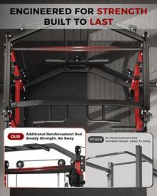 Techigher Power Cage, Multi-Functional Power Racks For Home Gym With Cable Crossover System, 1600LBS Weight Capacity Fitness Reality Squat Rack For Strength Workout With More Training Attachment(Ship In 2 Boxes) - Black & Red - View 8