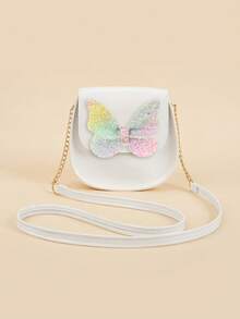 1pc Girls' Cute Glitter Butterfly Flap PU Crossbody Bag, Suitable For Daily Use - Single Shoulder Crossbody Bag - View 9