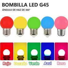 LUCASA Pack 10 Focos Led Mini Bombilla De Colores G45 Base E27 E26, Bombillas LED de colores, foco E27 pequeña, foco LED G45 de 1 W, morado, amarillo, verde, rojo, azul, para recámara, boda, Halloween, fiesta de Navidad, bar, decoración de estado de ánimo, paquete de - CÁLIDA - Ver 2