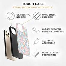 Colorful Small Floral Scripture Two-In-One Matte Texture Phone Case Suitable For Compatible With Iphone17,16, 15, 14, 13, 12, 11, PRO MAX,PLUS,As Well As , Galaxy S21/22/23/24/25 Ultra/FE+,NOTE20 Ultra,A71/56/55/54/53/52/36/34/26/25/23/16/15/14/13/06 - 彩色 - 查看 2
