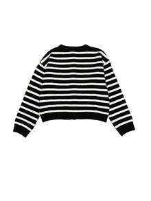 Áo khoác cardigan kẻ sọc cổ điển dành cho nữ, kiểu dáng thường ngày, phù hợp cho hẹn hò, mua sắm, mùa xuân/thu/đông hoặc đi nghỉ mát. - màu đen - Xem 2