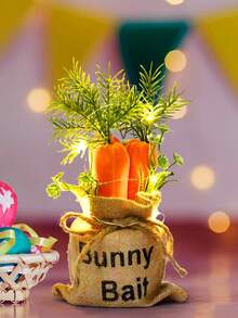 قطعتان - ديكورات قماشية لعيد الفصح، ديكورات جزر لعيد الفصح، ديكور ريفي للربيع مع كيس من الخيش، جزر زخرفية مع عشب اصطناعي للمنزل والحفلات والمكتب، طبق متعدد الطبقات لمركز الطاولة في عيد الفصح، هدايا، أعياد الميلاد، حفلات الزفاف - متعدد الألوان - مشاهدة 5