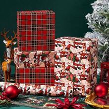 Vintage Wrapping Paper Roll - Brown Kraft Paper 17 Inchx33ft - With Cutting Line, Hand - Drawn Holiday Elements, Xmas Wrap Presents, Table Decor Crafting - 復古聖誕老人聖誕節 - 查看 3