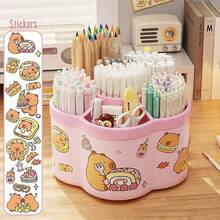 1pc Capybara Shaped Large Capacity 360° Rotating Cute Pen Holder Desk Organizer, Office & Study Supplies