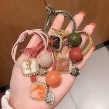 4条/套 混色弹力发圈，柔软发绳，女士马尾辫发圈，适合日常佩戴，可用于扎马尾辫和编辫子，四季皆宜 - 彩色 - 查看 9