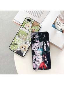 Funda Mate para Teléfono Compatible con 16 Plus 15 14 13 12 11 Pro Max Mini 7 8 XR 16Pro XSMax Dr. STONE Anime Negra Suave, Funda compatible con funda  17 pro max, funda  17 pro, funda  17, funda  16, funda  16 pro max, funda  15 - UUAZA01 - Ver 4