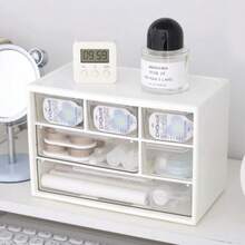 1个透明塑料桌面收纳盒，带抽屉 - 大容量多功能收纳盒，适用于办公用品、化妆品和浴室用品。轻巧设计，适合家庭或办公室使用，桌面收纳盒 - 無色 - 查看 12