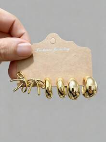4/6/16pcs Fashion Earring Set, Butterfly Series Earrings, Suitable For Daily And Holiday Wear, Women Earring Set - Gold - View 7