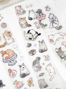 1卷宠物闪光胶带，可爱猫咪系列，适用于礼品、办公、家居、标记、标签、教室、娱乐玩具、学生计划本、创意复古装饰DIY材料 - 彩色 - 查看 5